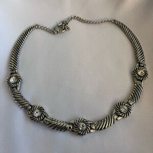 Cookie Lee Silver Necklace with Crystal Details